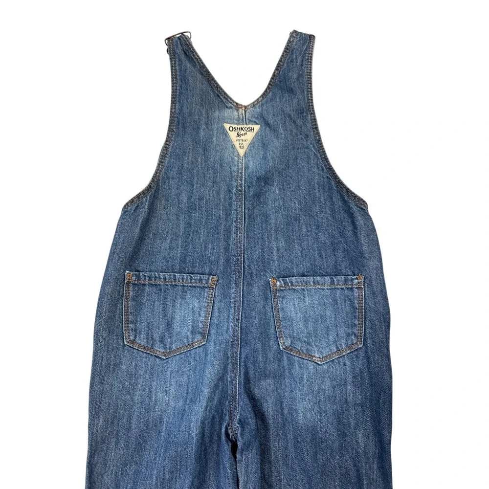 OshKosh B'gosh Denim Overalls Jumper Plaid Bib Blue Heart Pocket Size 4T Vintage